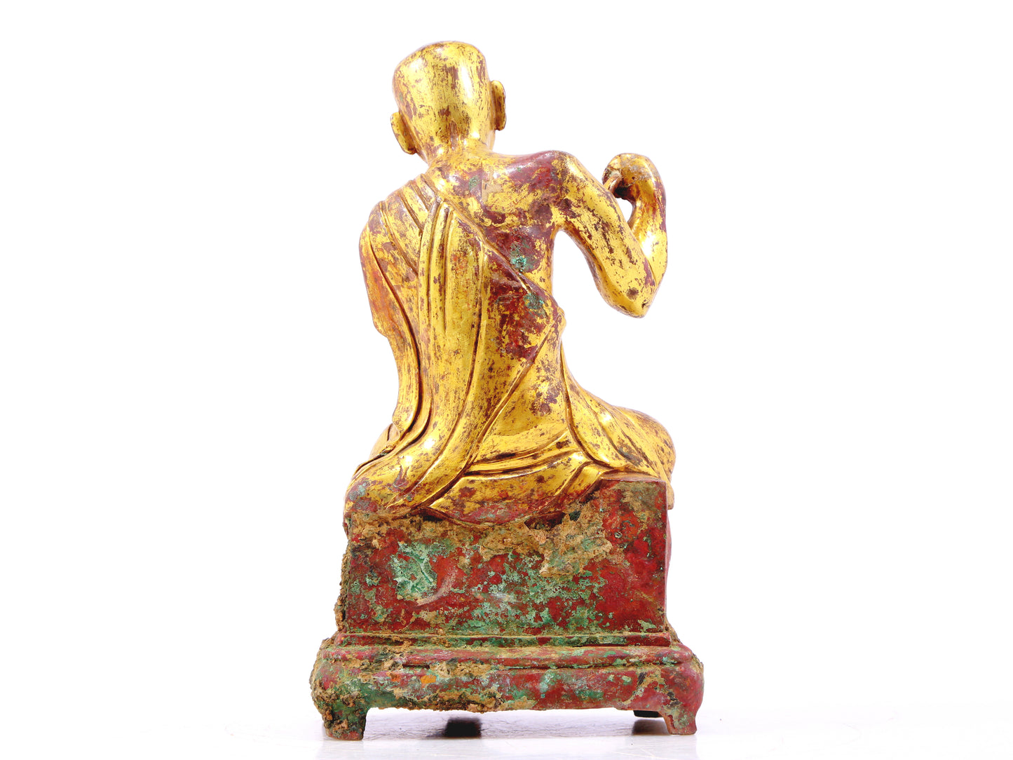 A serene gilt bronze Arhat statue