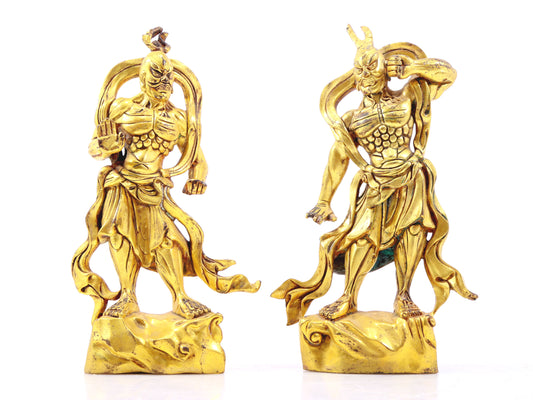 Two solemn gilt bronze Vajra statues,
