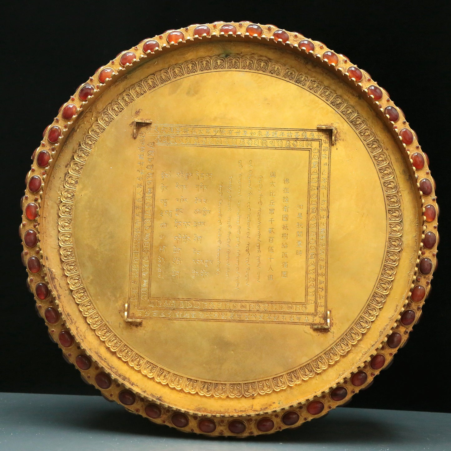 A Magnificent Gilt-Bronze Gem-Inlaid Altar With 'Weapons Of The Eight Immortals', Han And Man Inscriptions