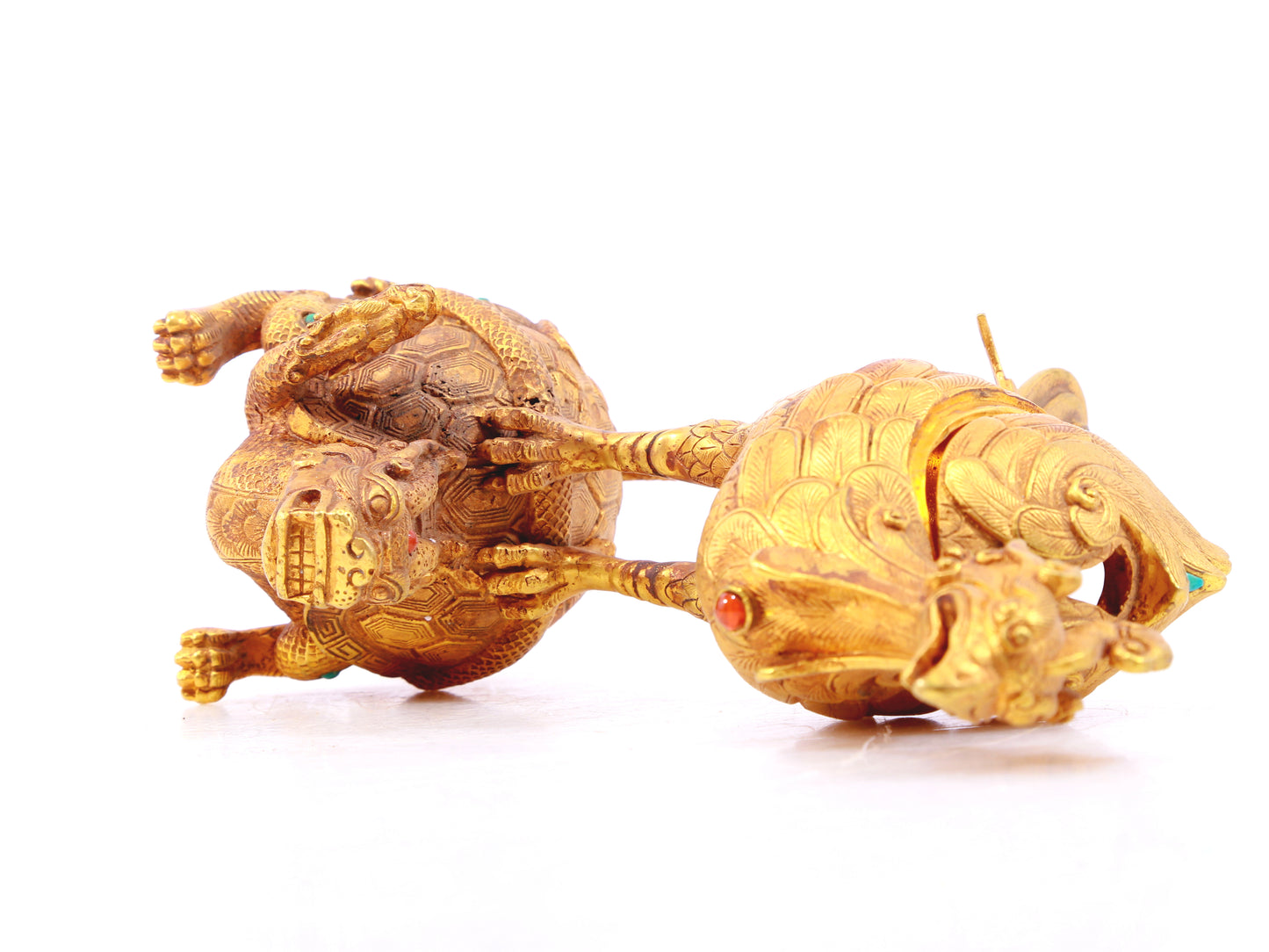 A pair of gilt bronze censers inlaid with hundreds of treasures and auspicious animals