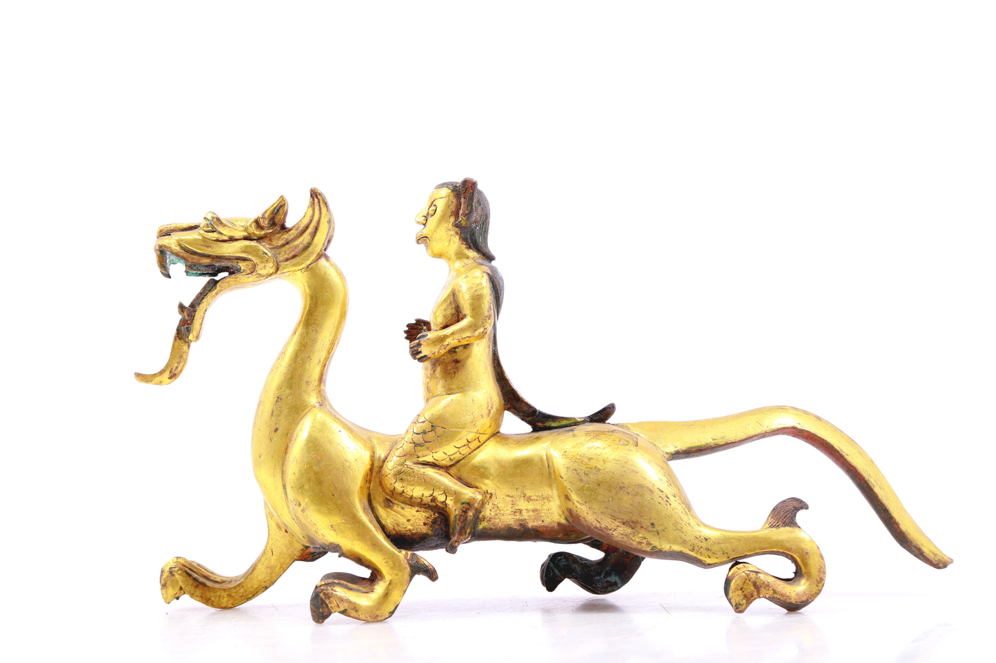 A pair of gilt bronze auspicious animal ornaments