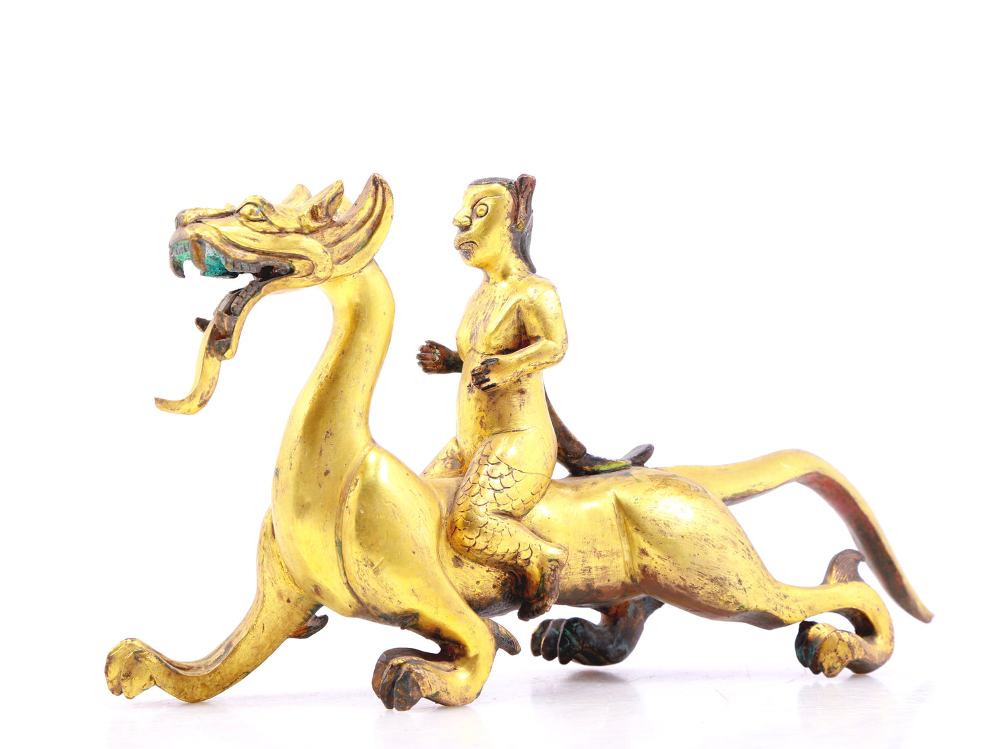 A pair of gilt bronze auspicious animal ornaments