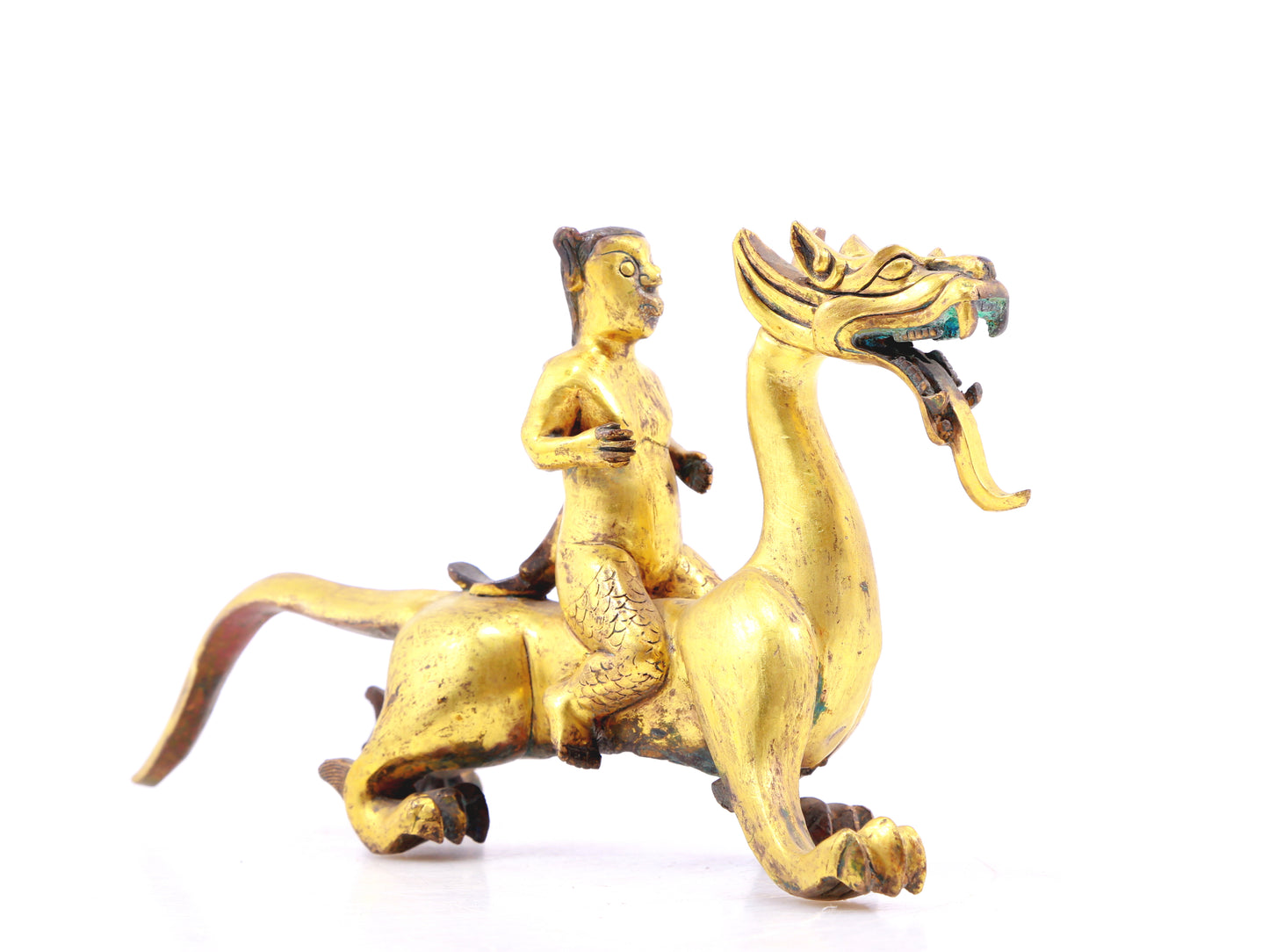 A pair of gilt bronze auspicious animal ornaments