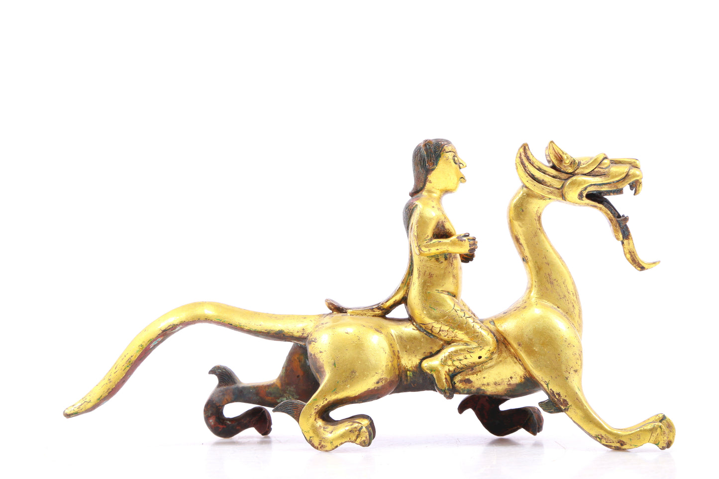 A pair of gilt bronze auspicious animal ornaments