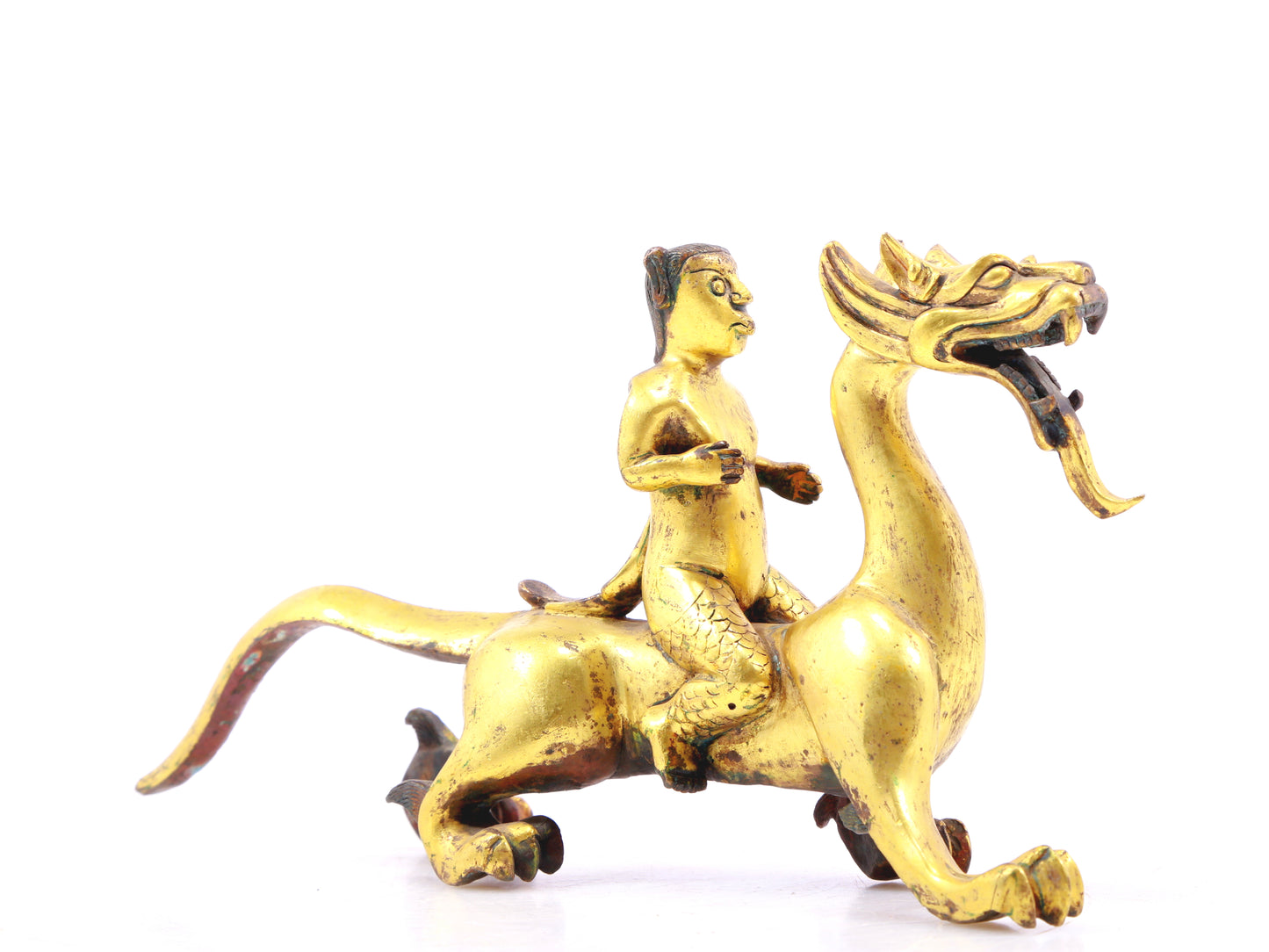 A pair of gilt bronze auspicious animal ornaments