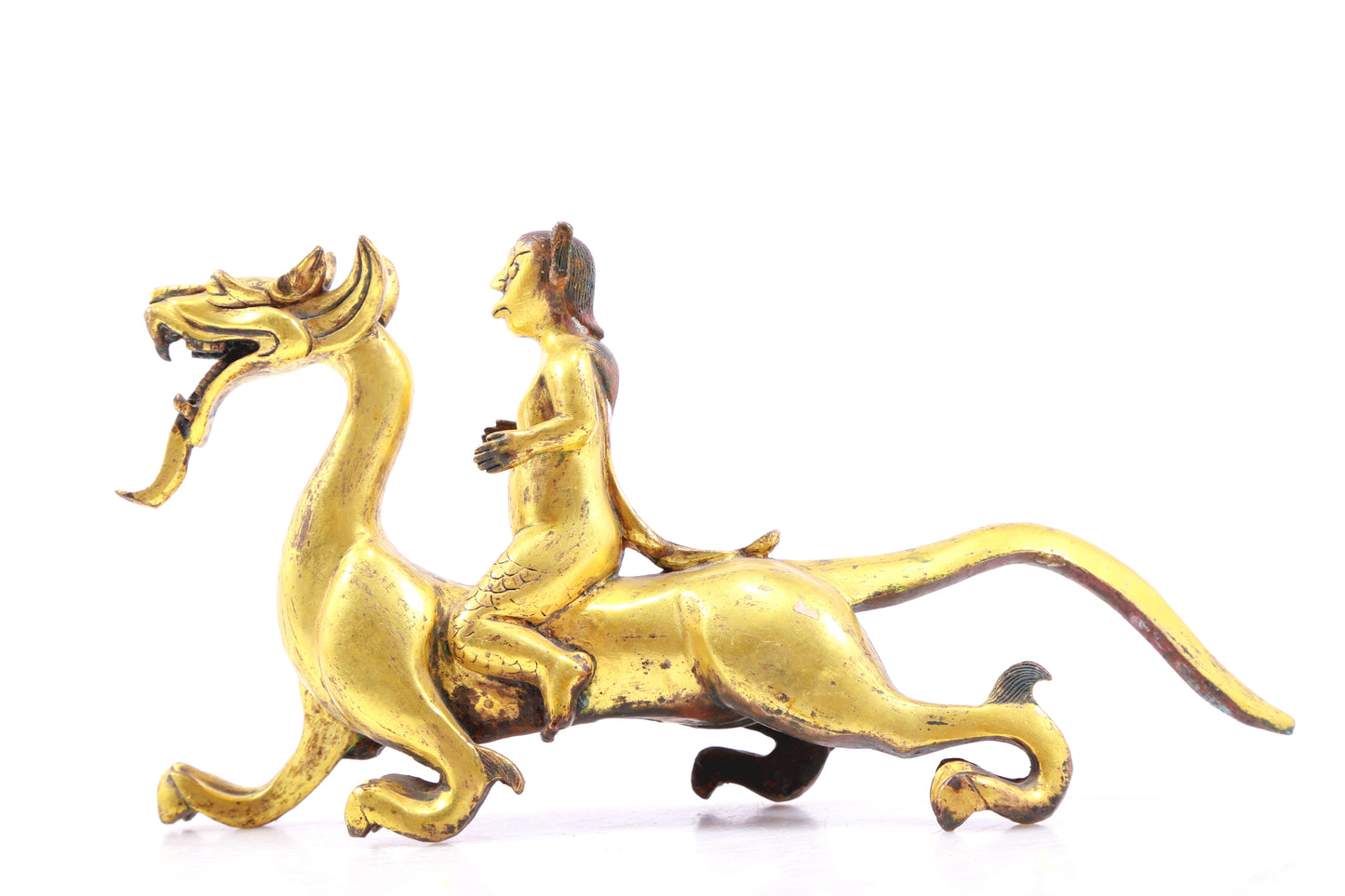 A pair of gilt bronze auspicious animal ornaments