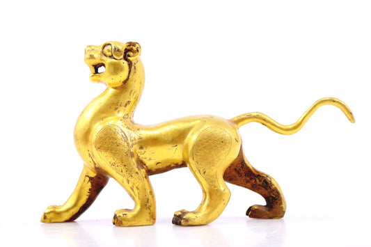 An exquisite gilt bronze leopard ornament