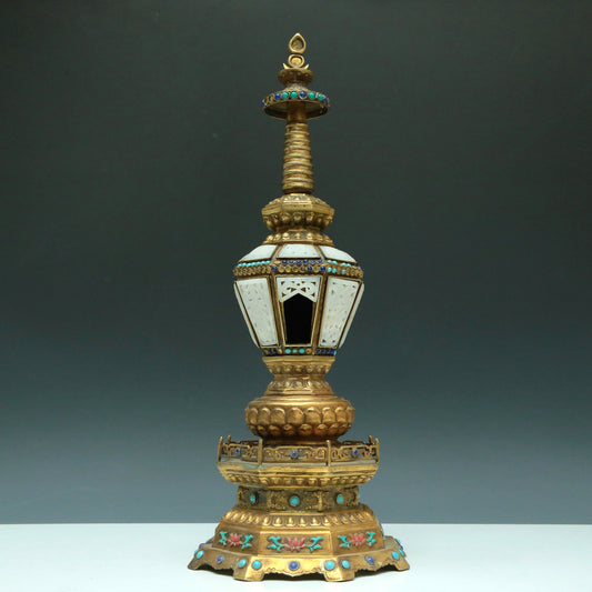 A Magnificent Gilt-Bronze Gem-Inlaid Buddhist Shrine