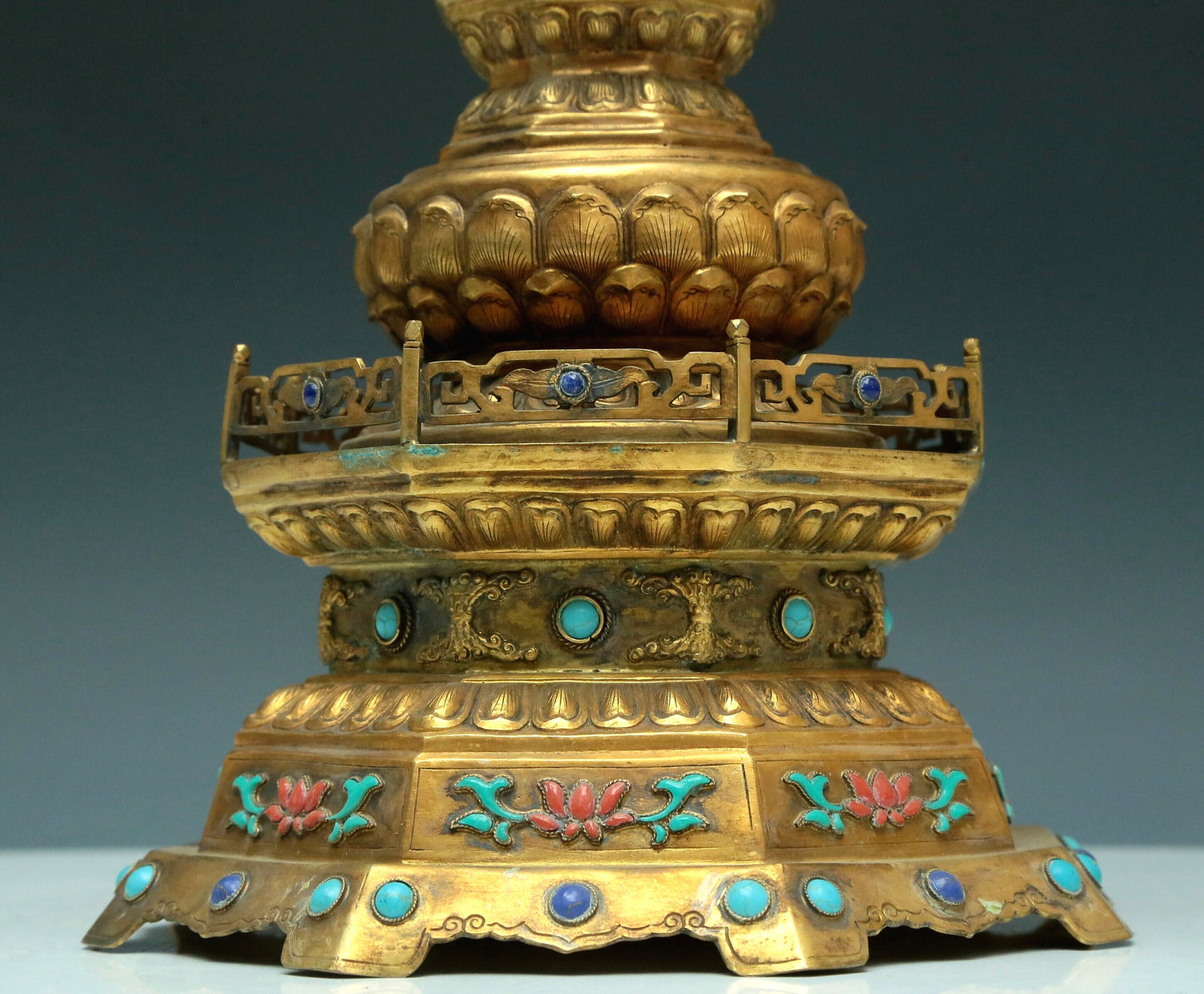 A Magnificent Gilt-Bronze Gem-Inlaid Buddhist Shrine