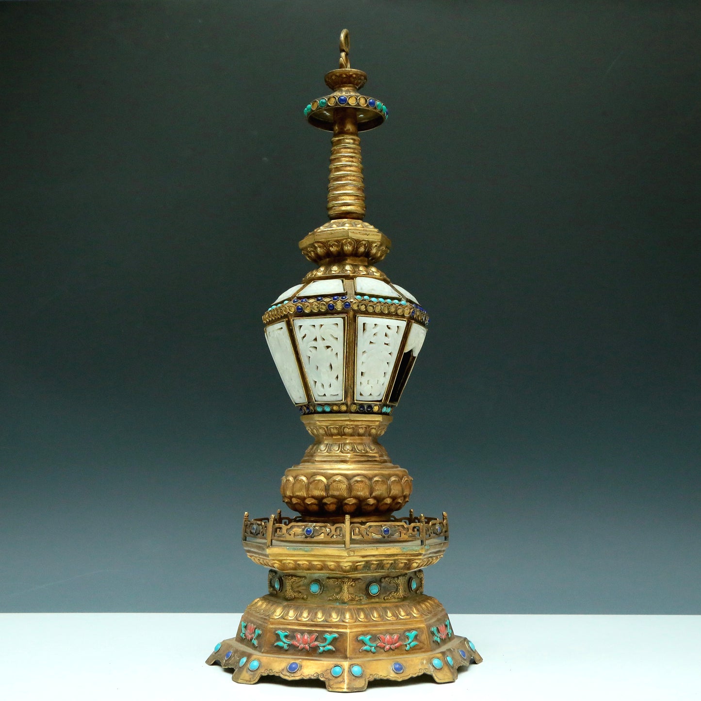 A Magnificent Gilt-Bronze Gem-Inlaid Buddhist Shrine