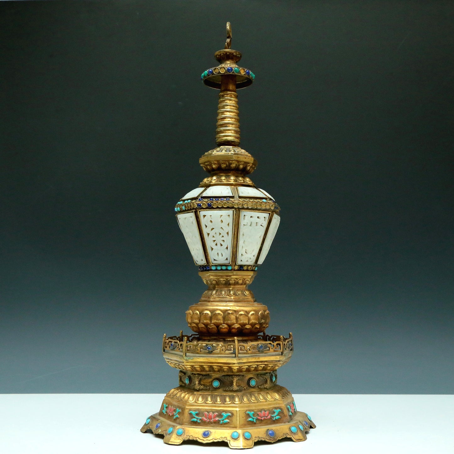 A Magnificent Gilt-Bronze Gem-Inlaid Buddhist Shrine