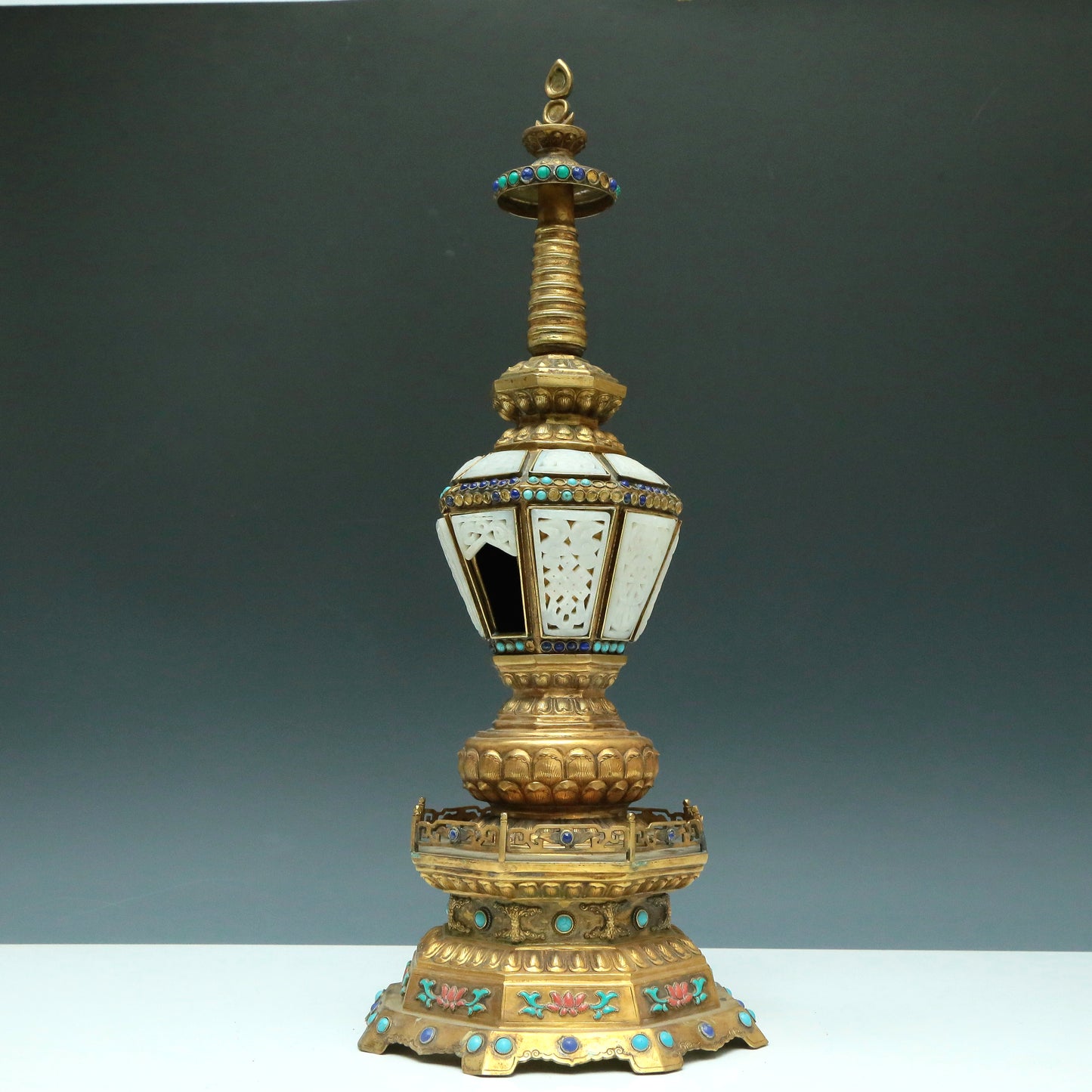 A Magnificent Gilt-Bronze Gem-Inlaid Buddhist Shrine