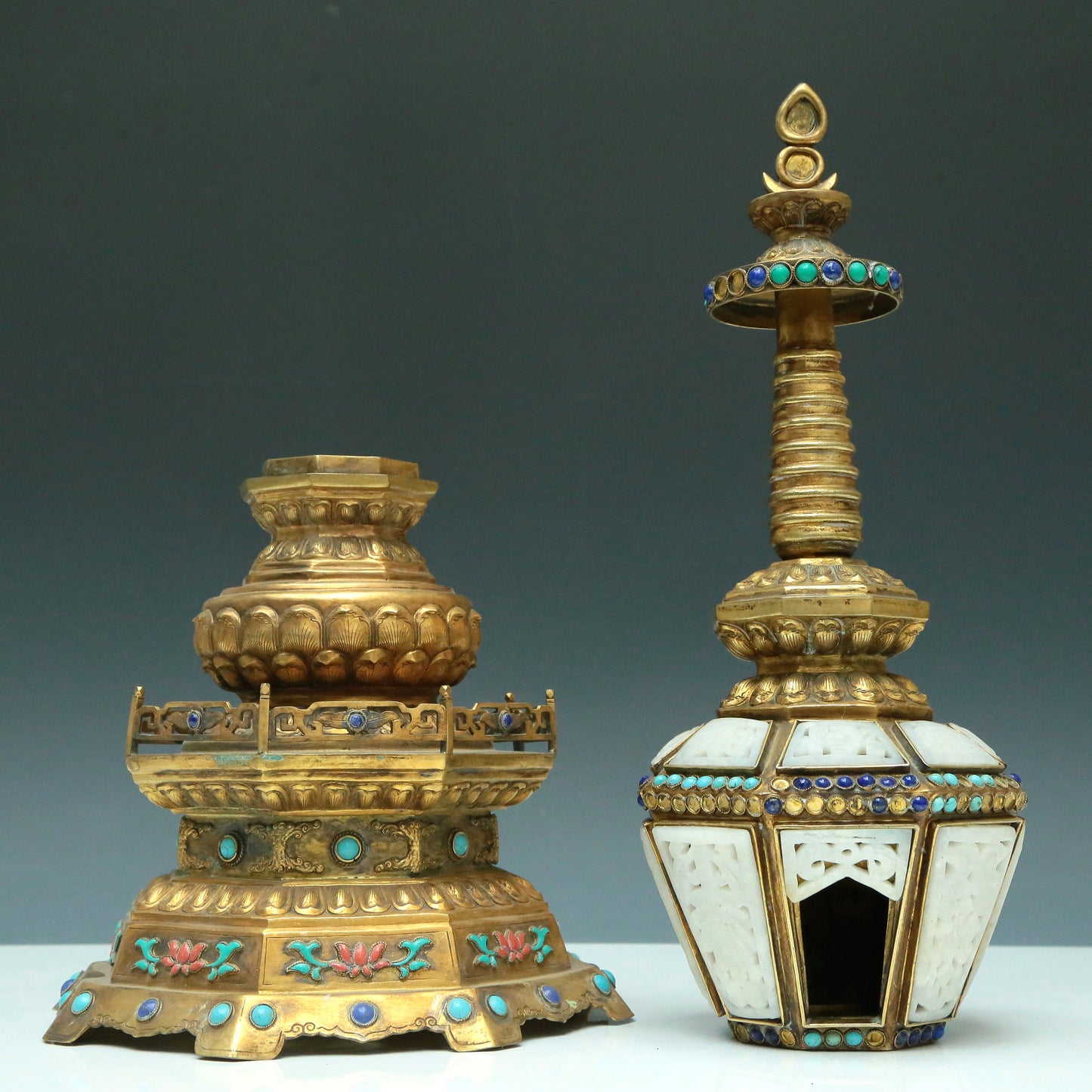 A Magnificent Gilt-Bronze Gem-Inlaid Buddhist Shrine