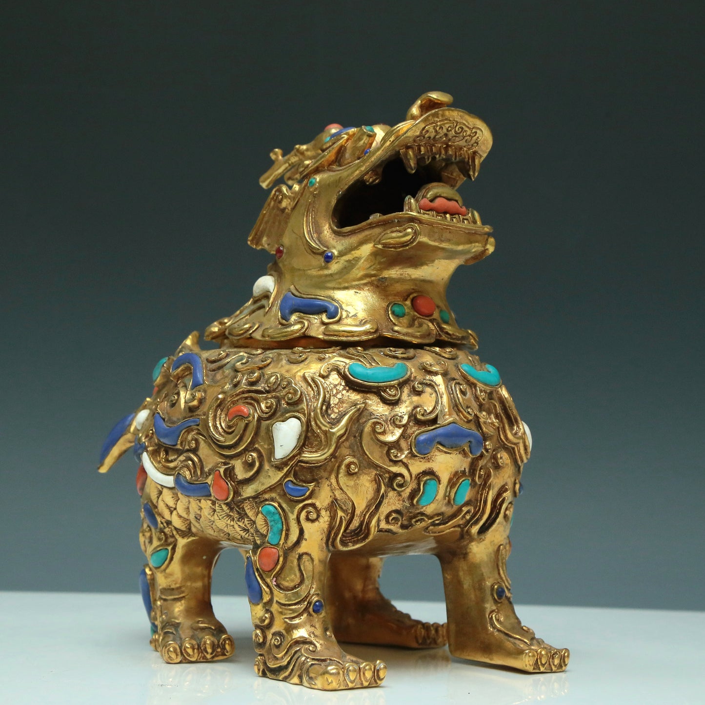 A Magnificent Gilt-Bronze Gem-Inlaid 'Unicorn' Censer