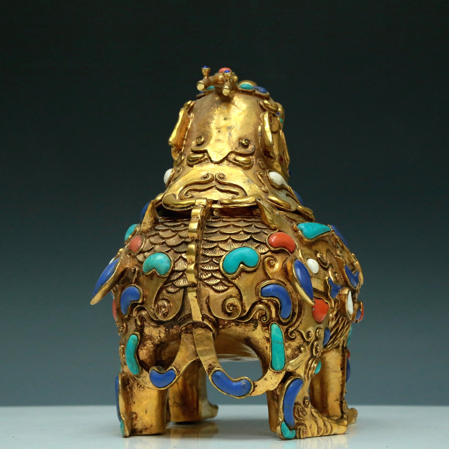 A Magnificent Gilt-Bronze Gem-Inlaid 'Unicorn' Censer