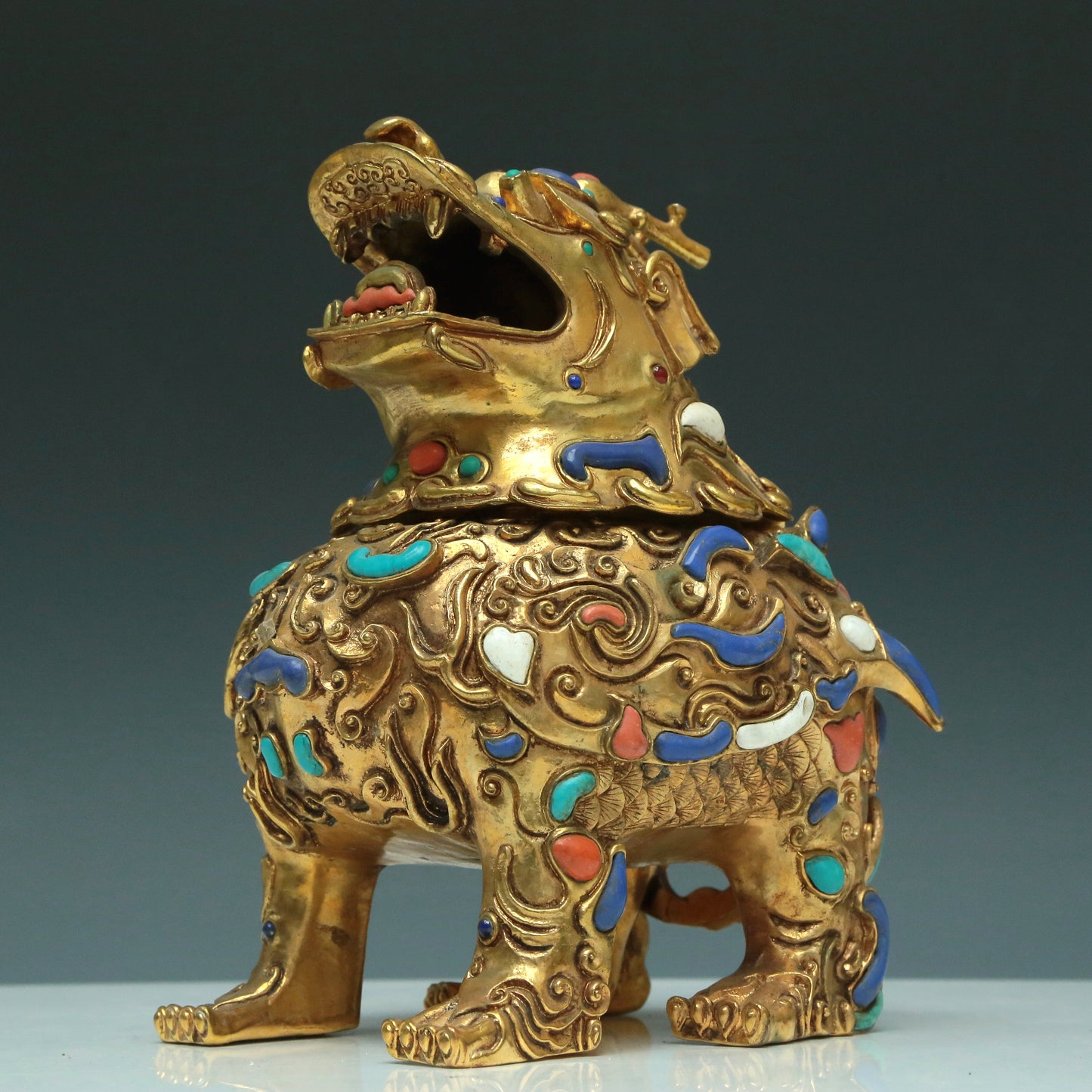 A Magnificent Gilt-Bronze Gem-Inlaid 'Unicorn' Censer