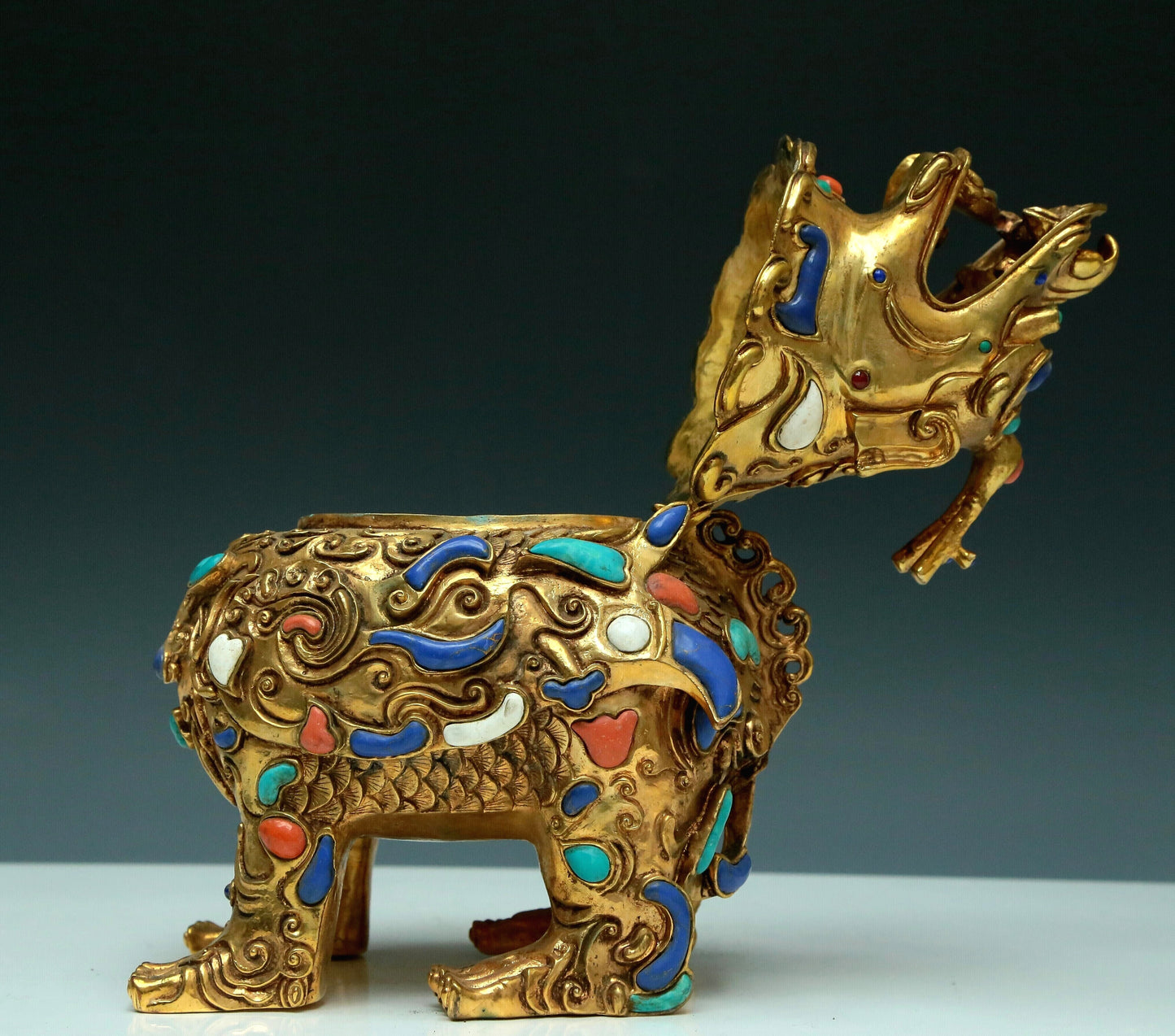 A Magnificent Gilt-Bronze Gem-Inlaid 'Unicorn' Censer