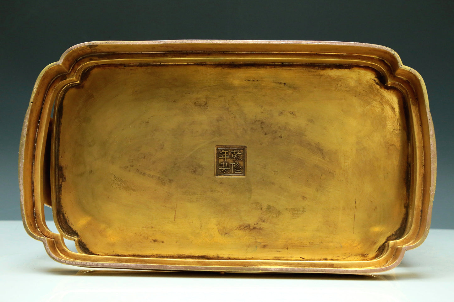 A Magnificent Gilt-Bronze Gem-Inlaid 'Landscape& Figure' Box With An Overhead Handle