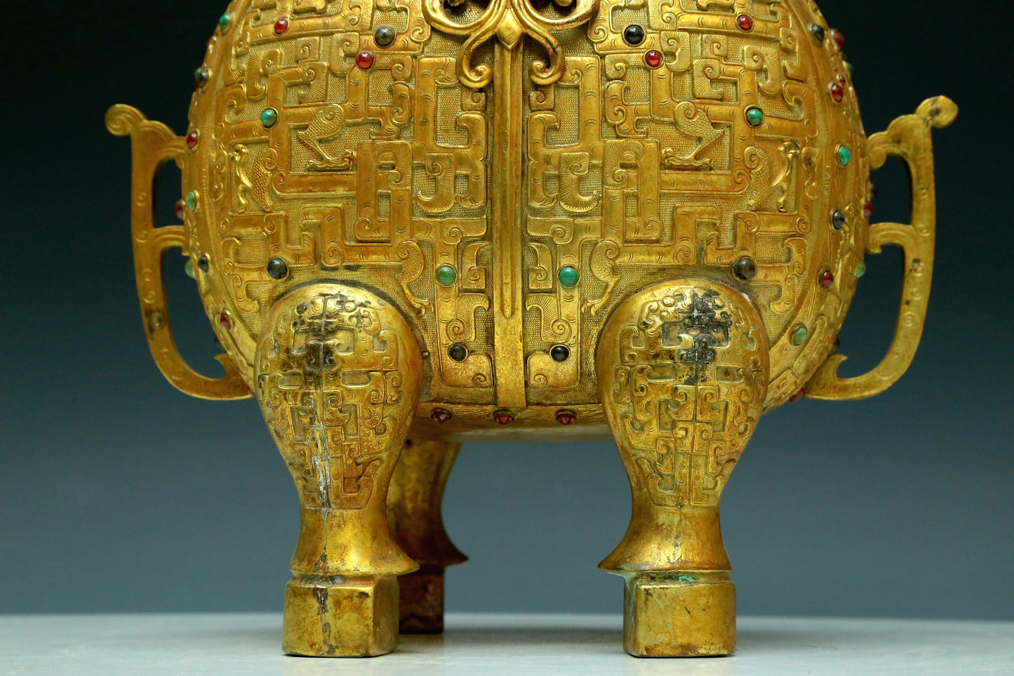 A Magnificent Gilt-Bronze Gem-Inlaid 'Beast' Vase And Cover