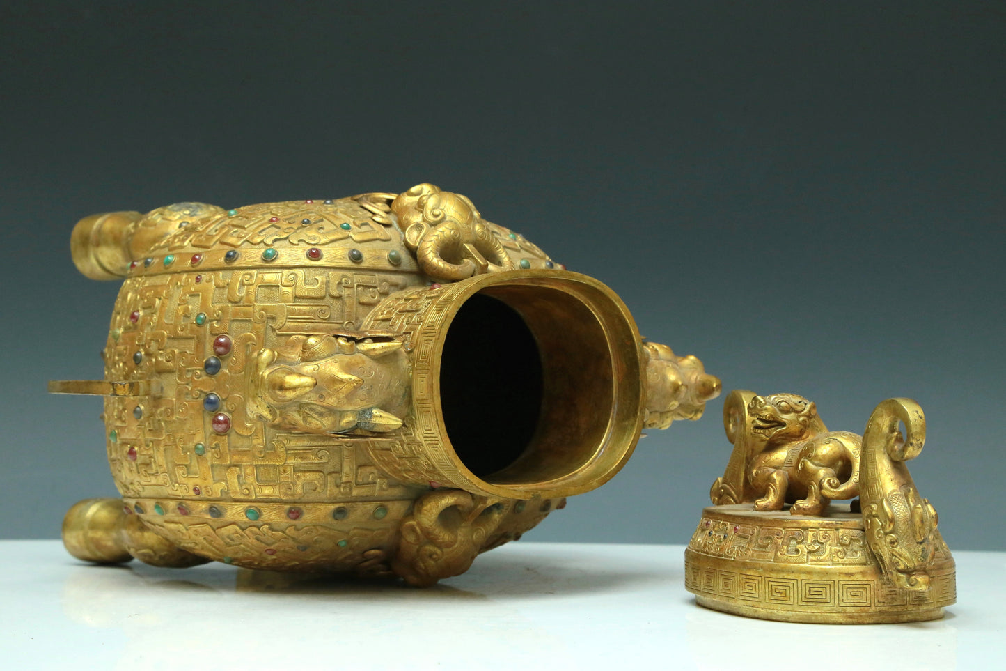 A Magnificent Gilt-Bronze Gem-Inlaid 'Beast' Vase And Cover