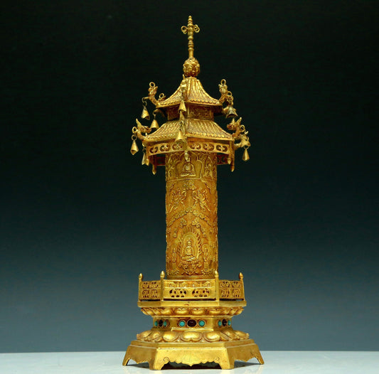 A Magnificent Gilt-Bronze 'Buddha Shakyamuni' Stupa