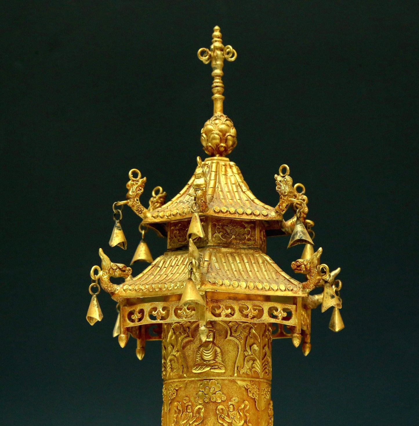 A Magnificent Gilt-Bronze 'Buddha Shakyamuni' Stupa