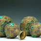 An Excellent Pair Of Gilt-Bronze Gem-Inlaid 'Flower' Gourd-Form Vases