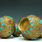 An Excellent Pair Of Gilt-Bronze Gem-Inlaid 'Flower' Gourd-Form Vases