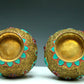 An Excellent Pair Of Gilt-Bronze Gem-Inlaid 'Flower' Gourd-Form Vases