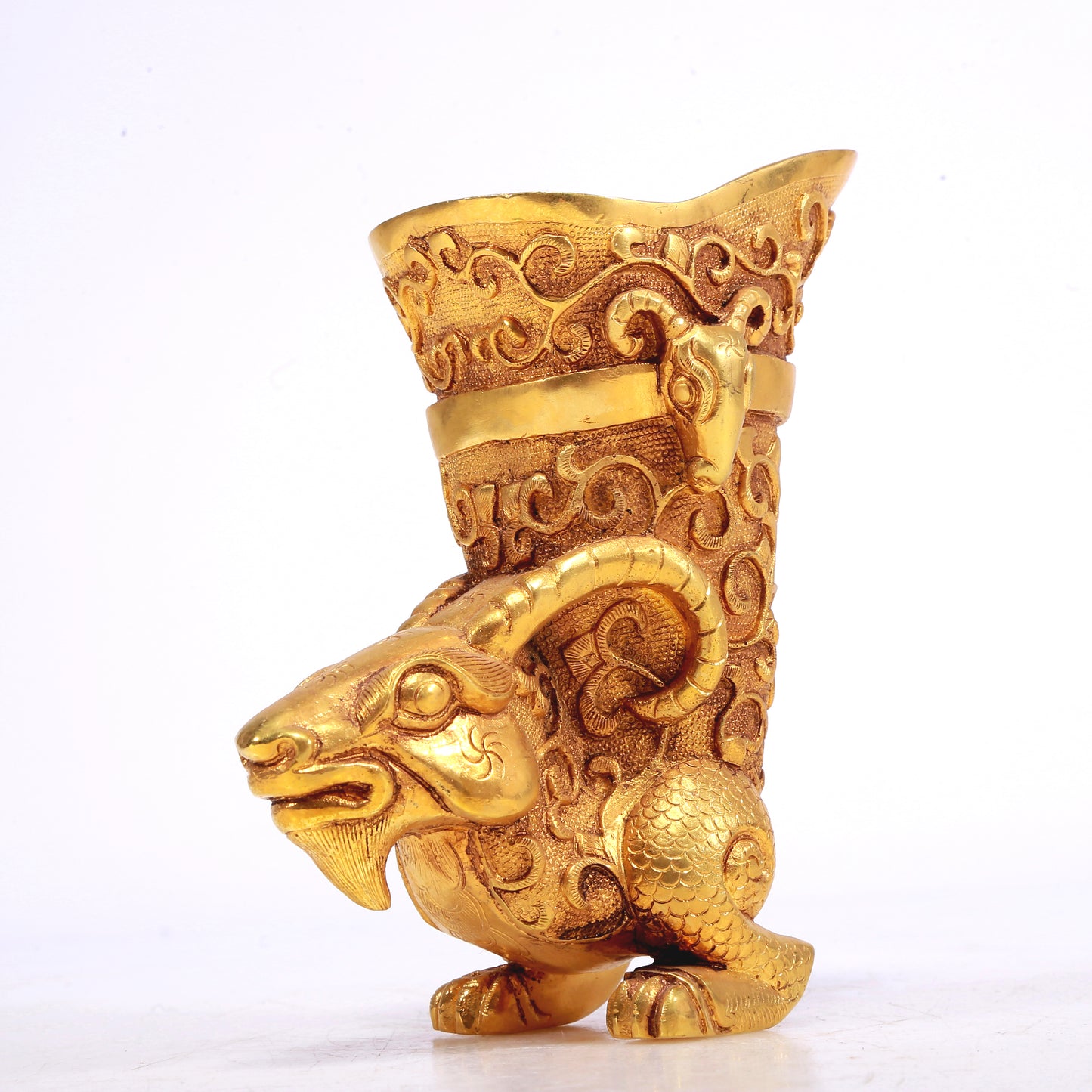 A Marvelous Gilt-Bronze 'Ram' Cup