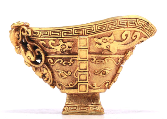 A Marvelous Gilt-Bronze 'Chi-Dragon' Cup