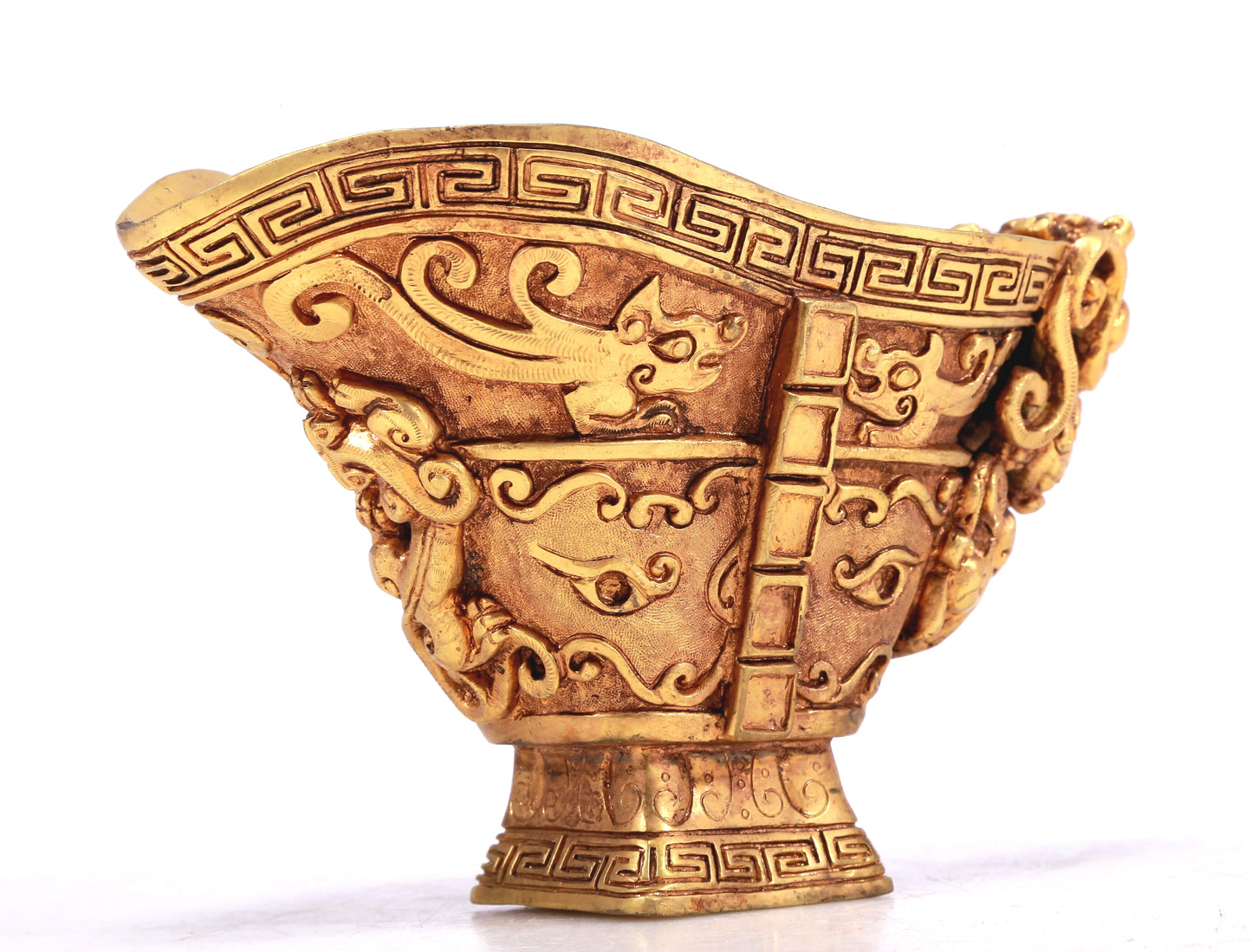 A Marvelous Gilt-Bronze 'Chi-Dragon' Cup