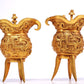 A Marvelous Pair Of Gilt-Bronze 'Dragon& Phoenix' Tripod Cups