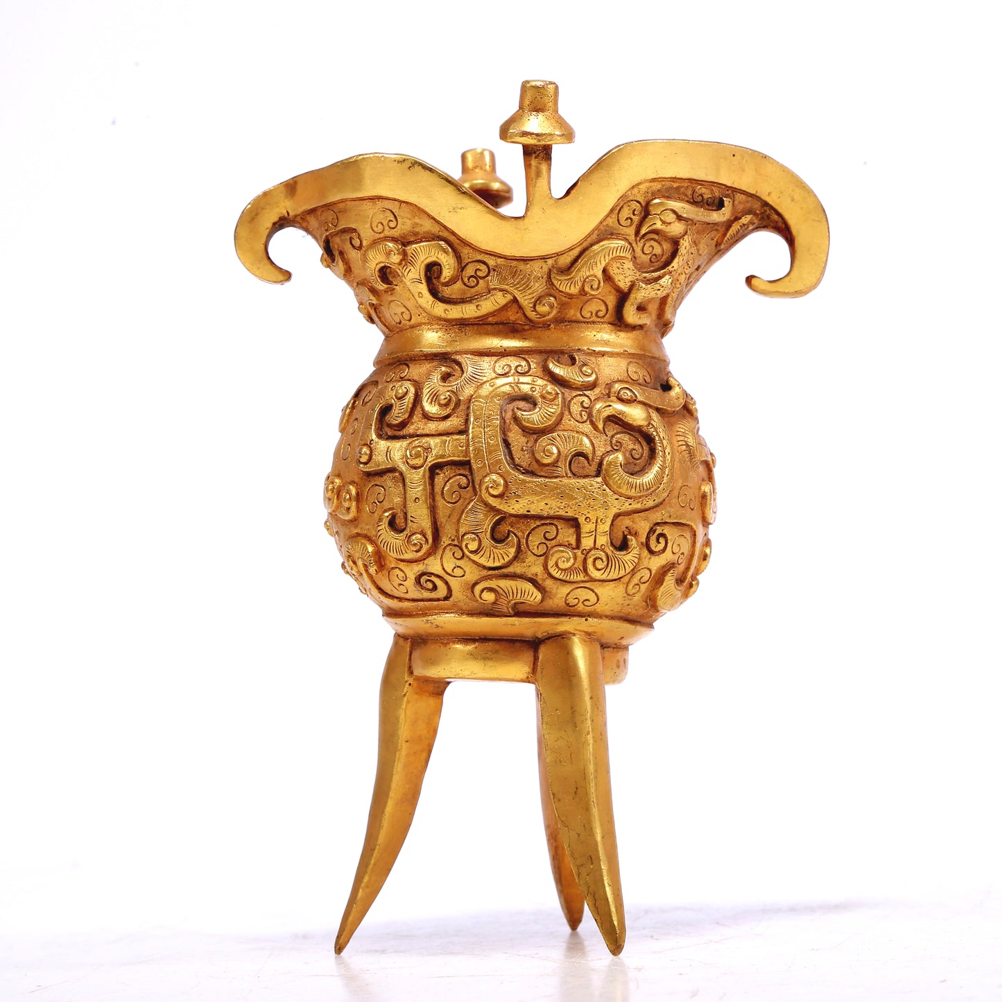 A Marvelous Pair Of Gilt-Bronze 'Dragon& Phoenix' Tripod Cups