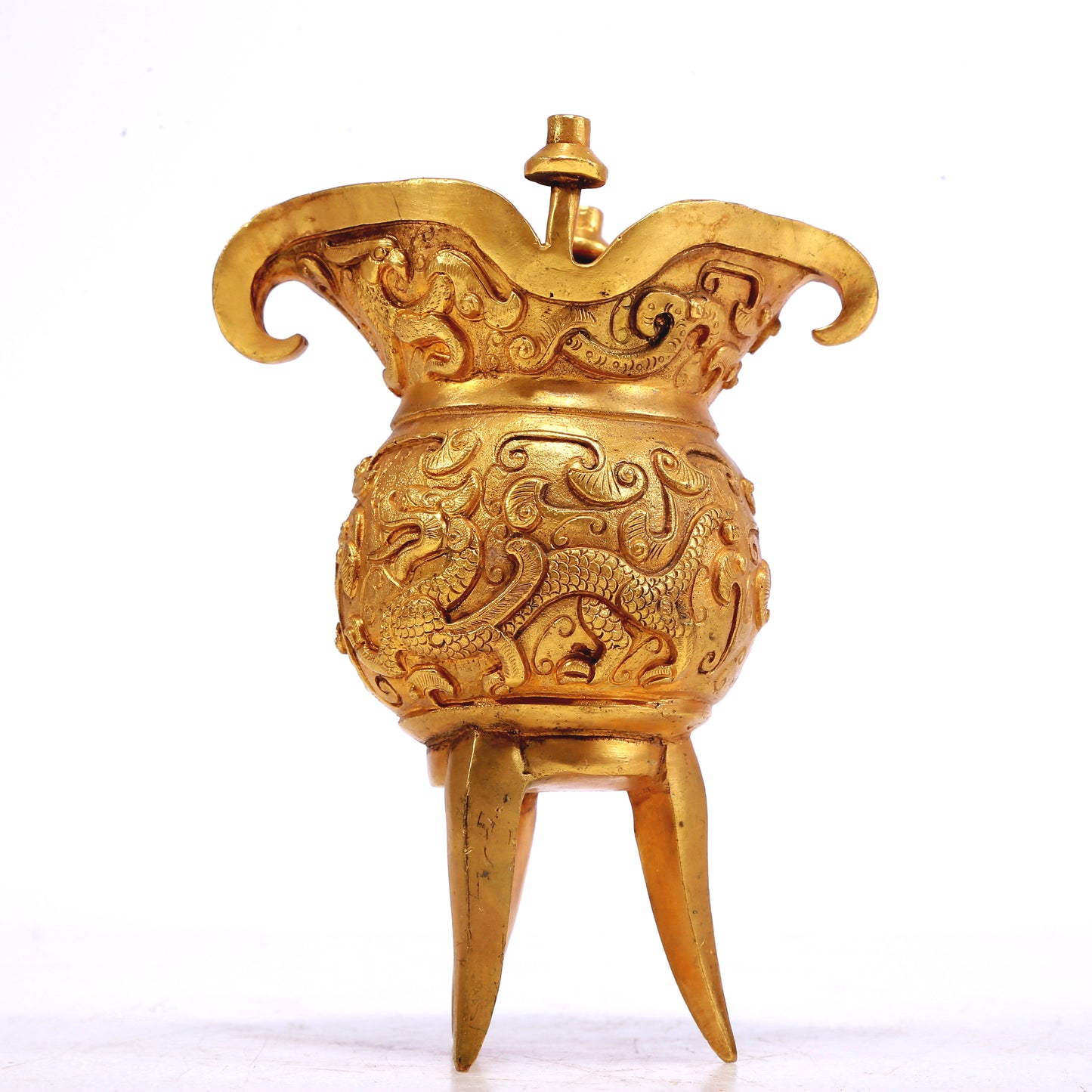 A Marvelous Pair Of Gilt-Bronze 'Dragon& Phoenix' Tripod Cups