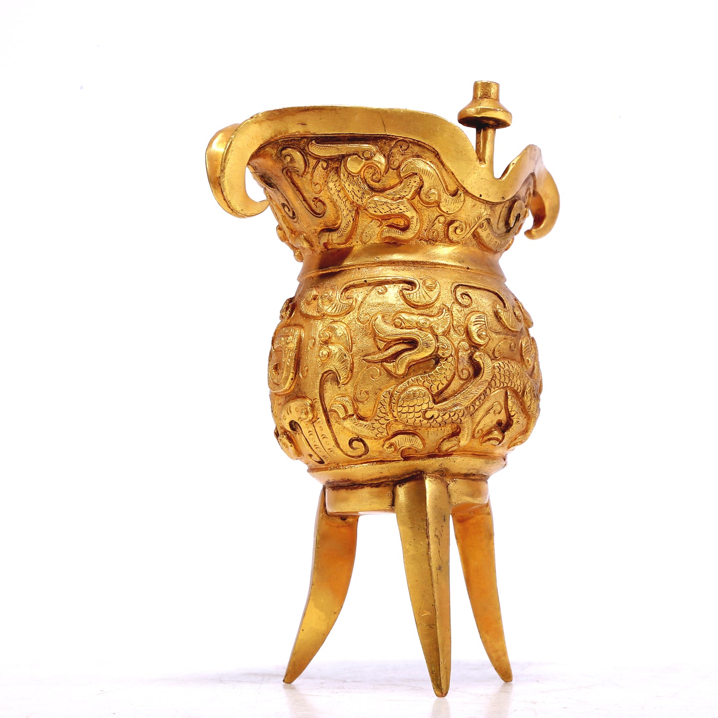 A Marvelous Pair Of Gilt-Bronze 'Dragon& Phoenix' Tripod Cups