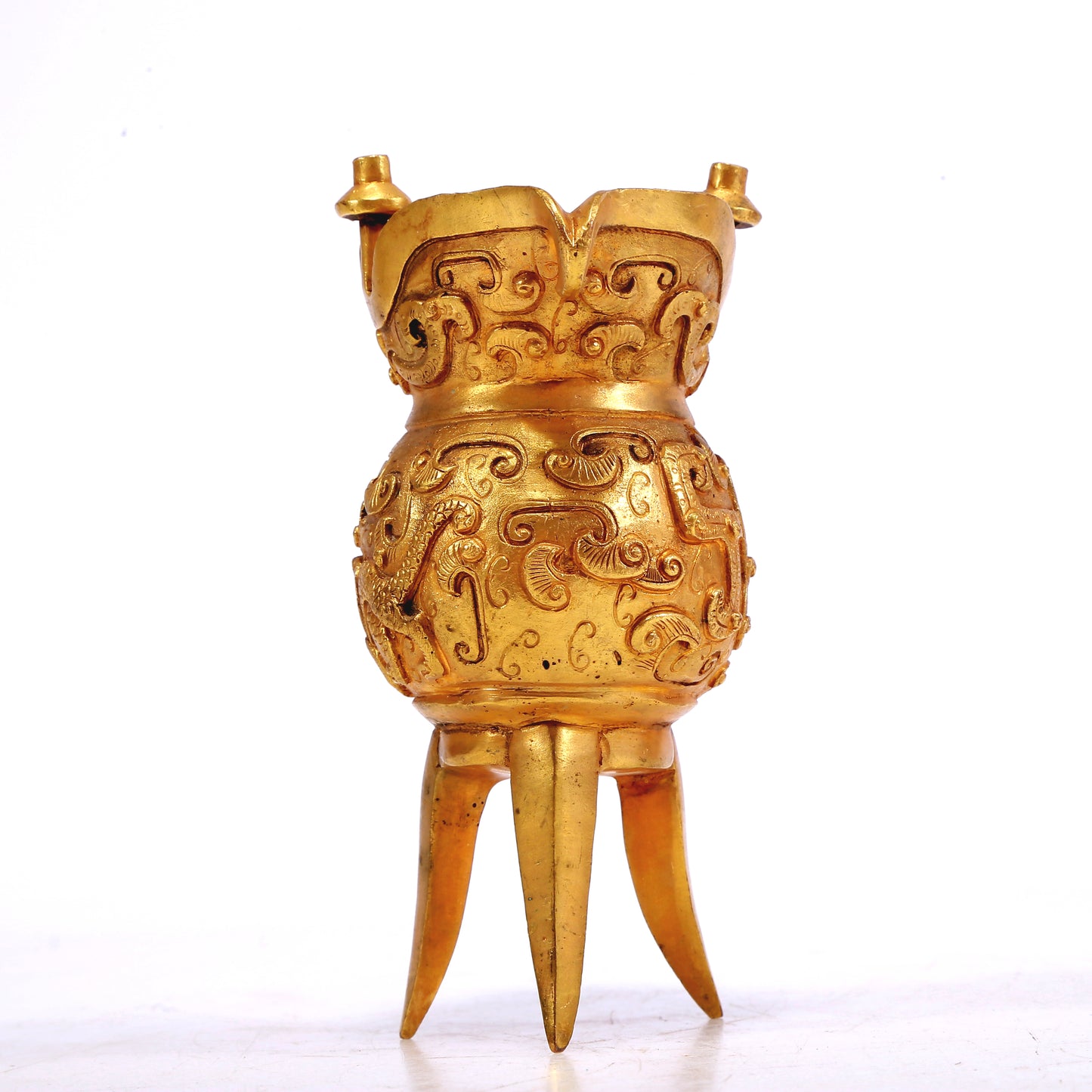 A Marvelous Pair Of Gilt-Bronze 'Dragon& Phoenix' Tripod Cups