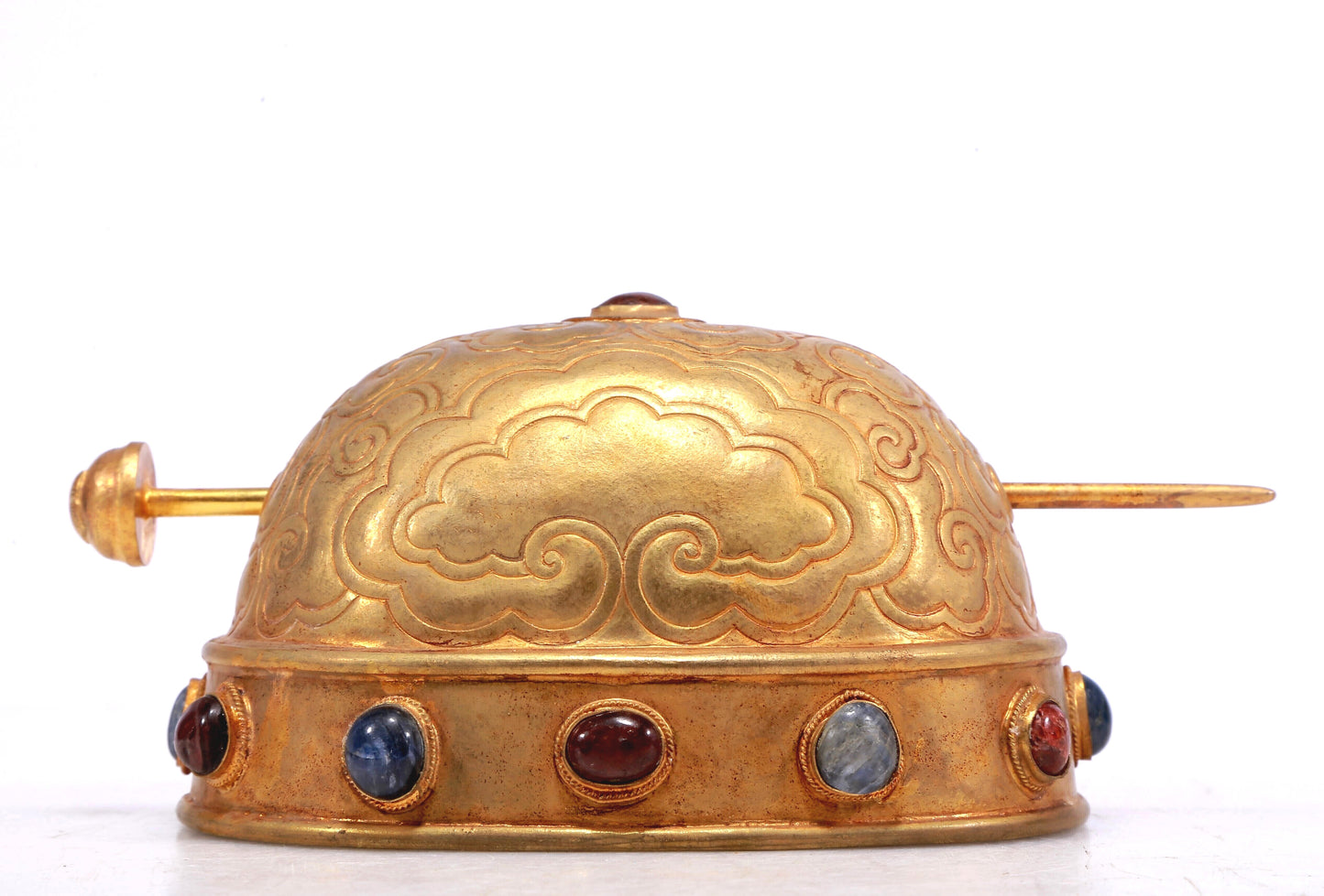 A Marvelous Gilt-Bronze Gem-Inlaid 'Auspicious Cloud' Diadem