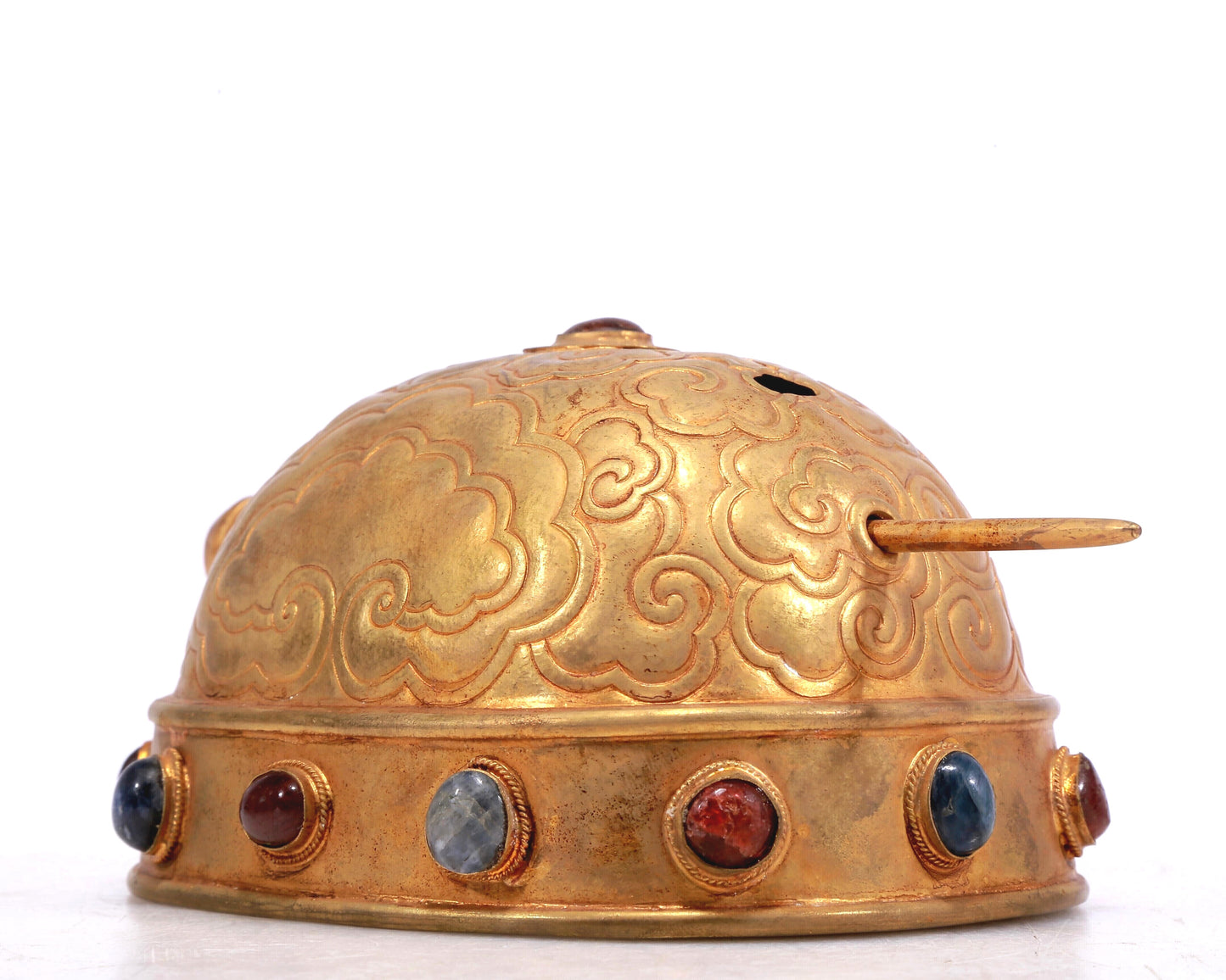 A Marvelous Gilt-Bronze Gem-Inlaid 'Auspicious Cloud' Diadem