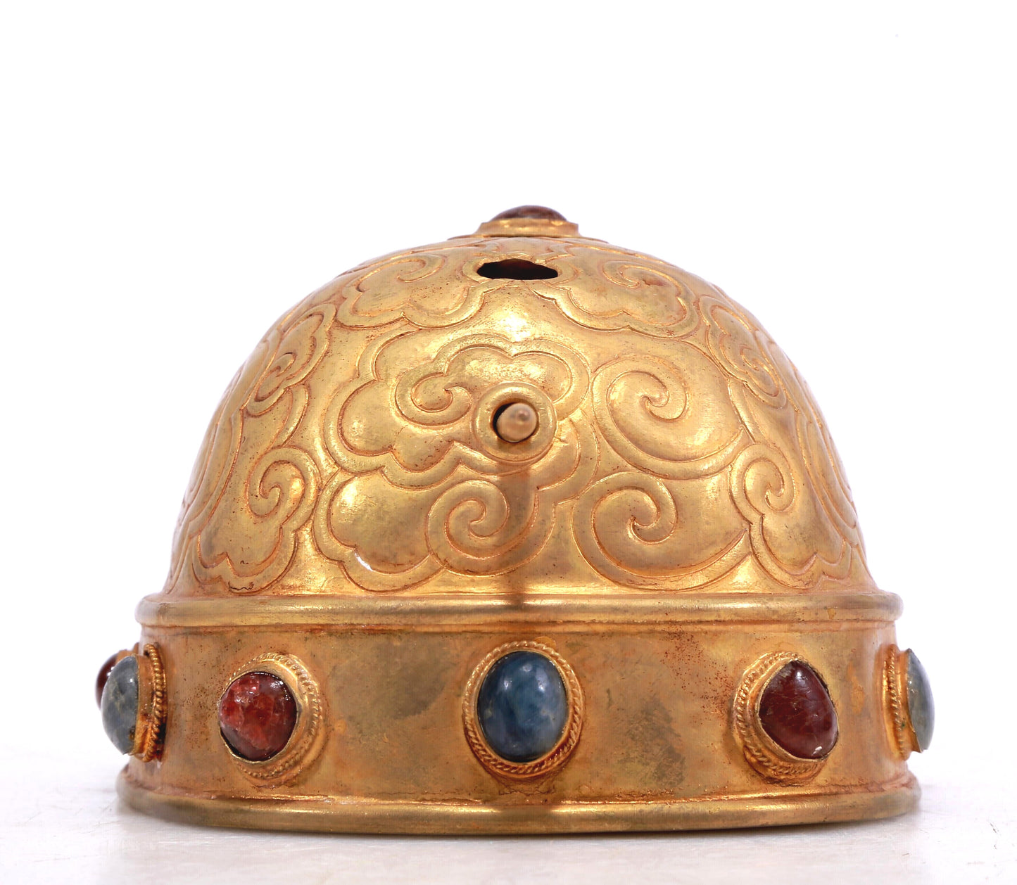 A Marvelous Gilt-Bronze Gem-Inlaid 'Auspicious Cloud' Diadem