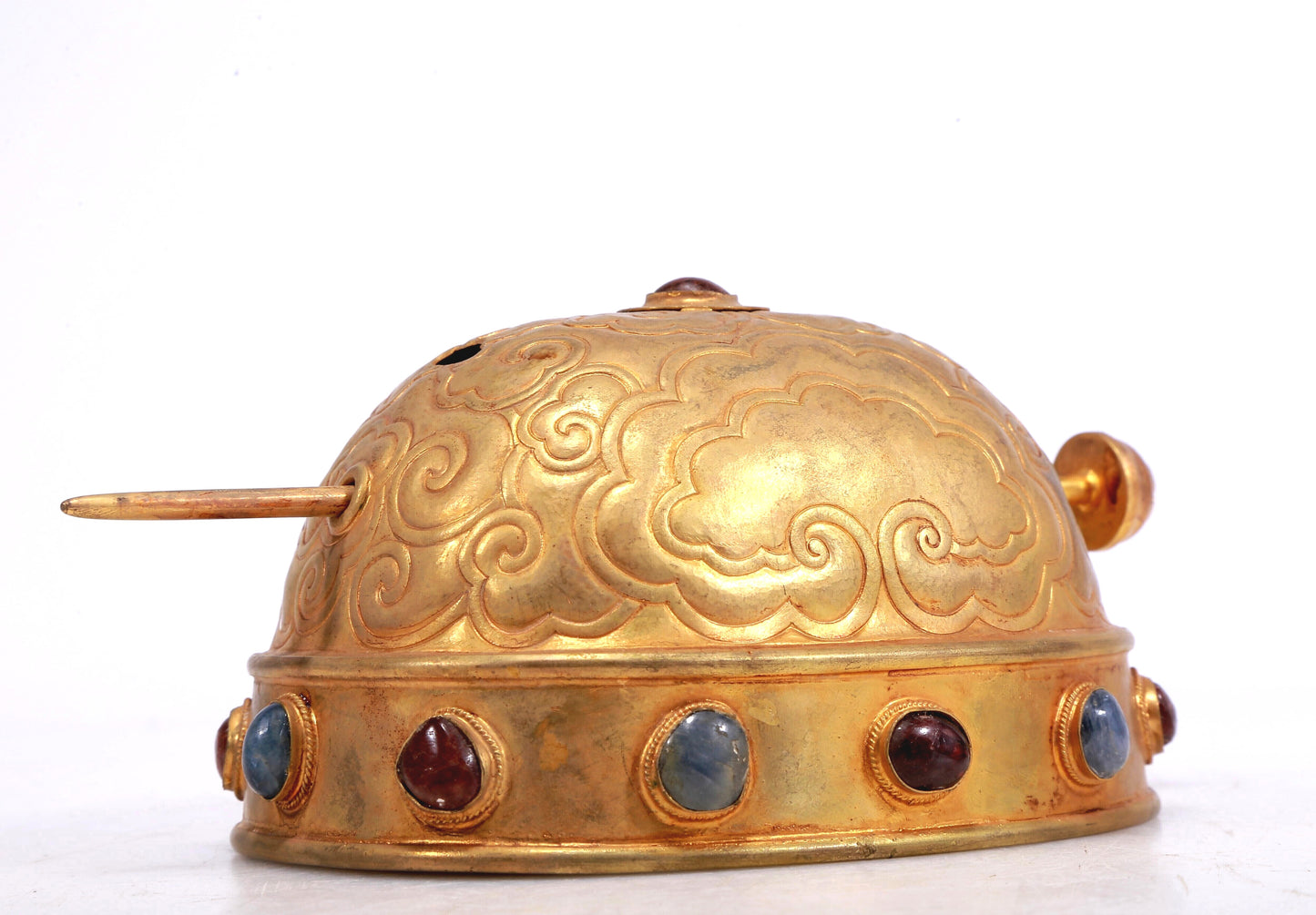 A Marvelous Gilt-Bronze Gem-Inlaid 'Auspicious Cloud' Diadem