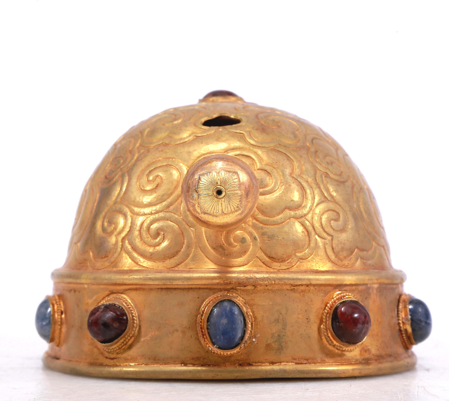 A Marvelous Gilt-Bronze Gem-Inlaid 'Auspicious Cloud' Diadem