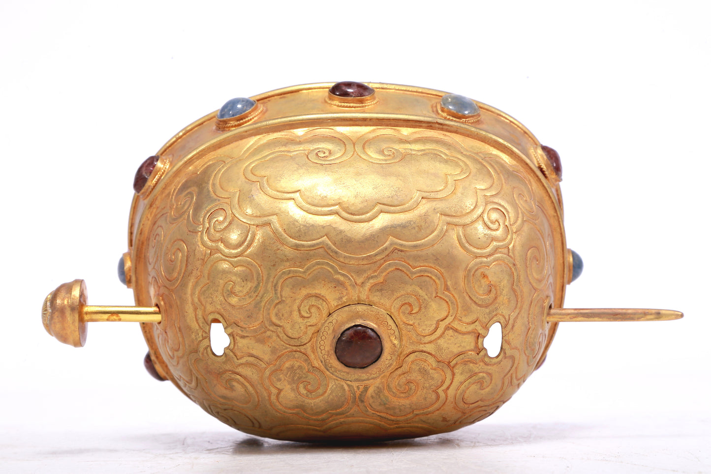 A Marvelous Gilt-Bronze Gem-Inlaid 'Auspicious Cloud' Diadem