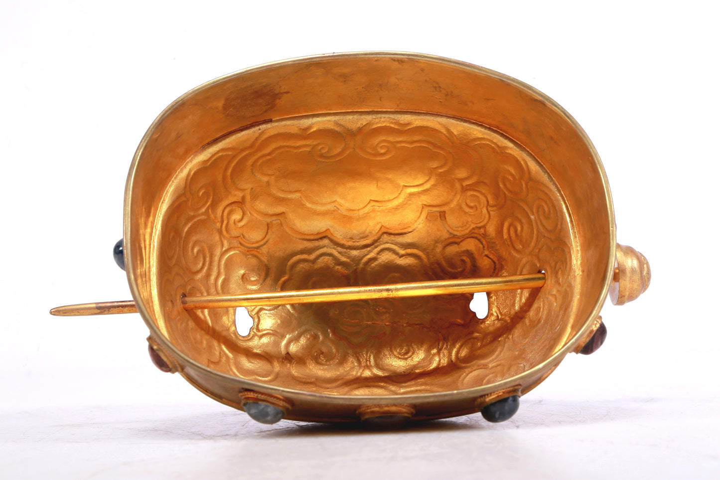 A Marvelous Gilt-Bronze Gem-Inlaid 'Auspicious Cloud' Diadem