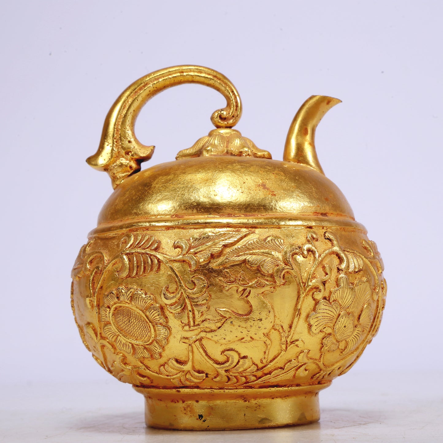 A Marvelous Gilt-Bronze 'Flower& Auspicious Beast' Ewer