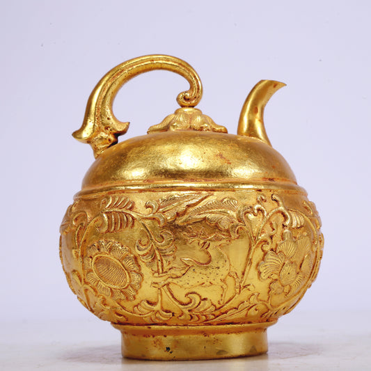 A Marvelous Gilt-Bronze 'Flower& Auspicious Beast' Ewer