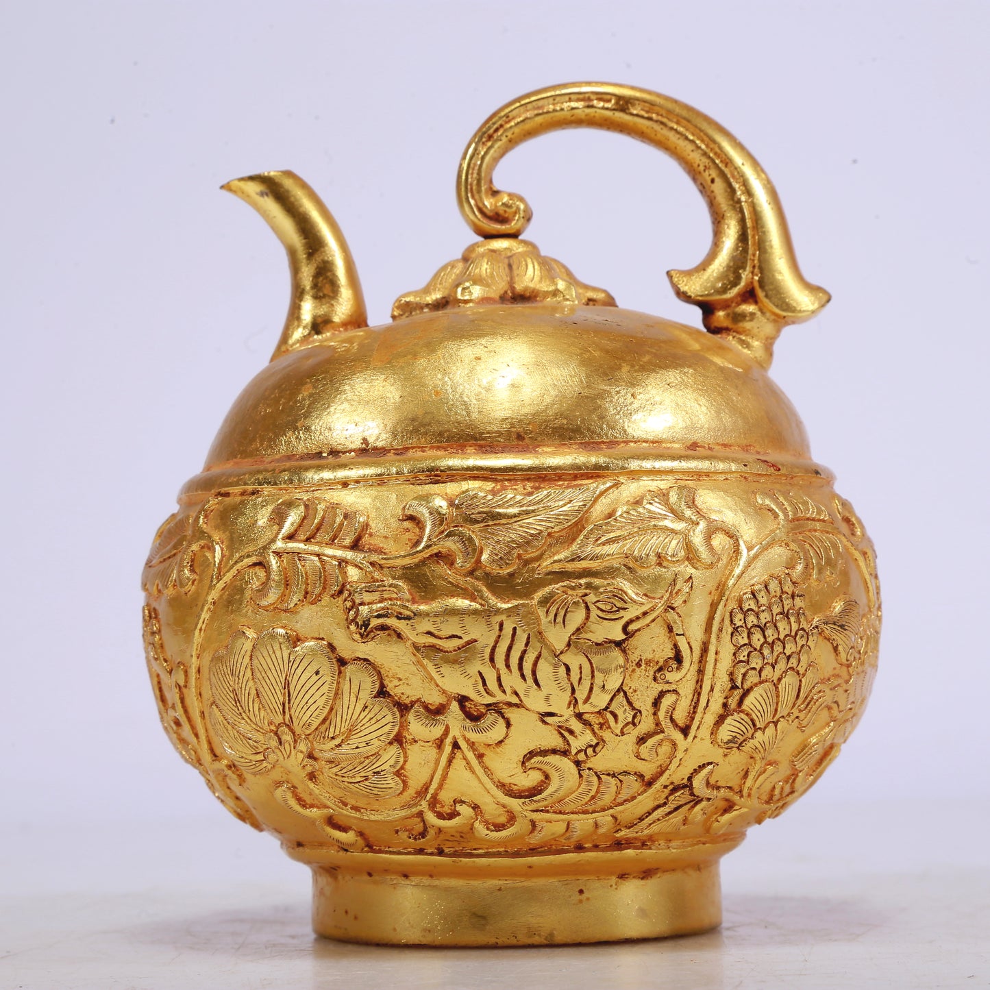 A Marvelous Gilt-Bronze 'Flower& Auspicious Beast' Ewer