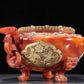 A Magnificent Agate Gold-Mounted 'Bird& Flower' Tripod Censer