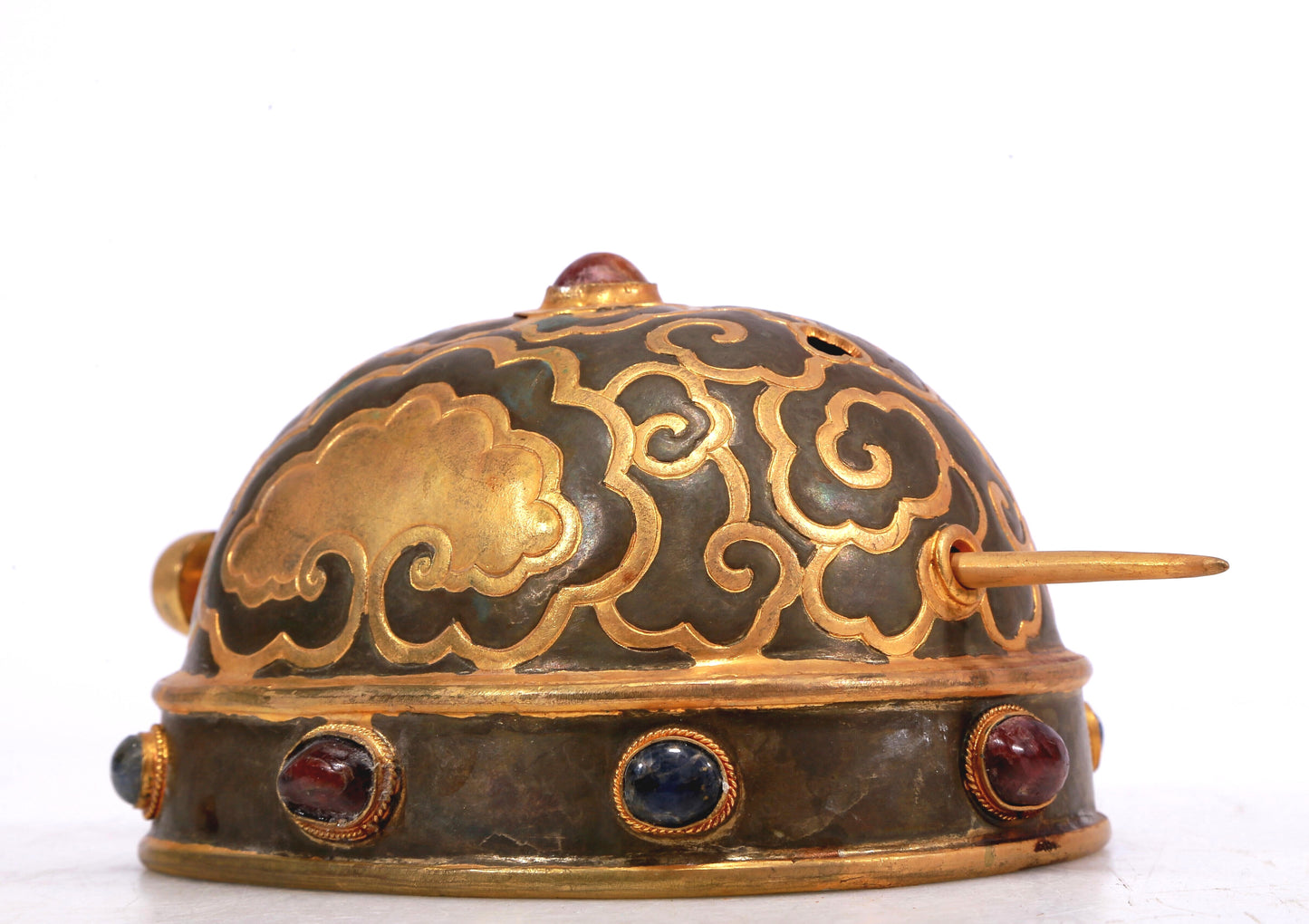 A Marvelous Gilt-Bronze Silver Gem-Inlaid 'Auspicious Cloud' Diadem