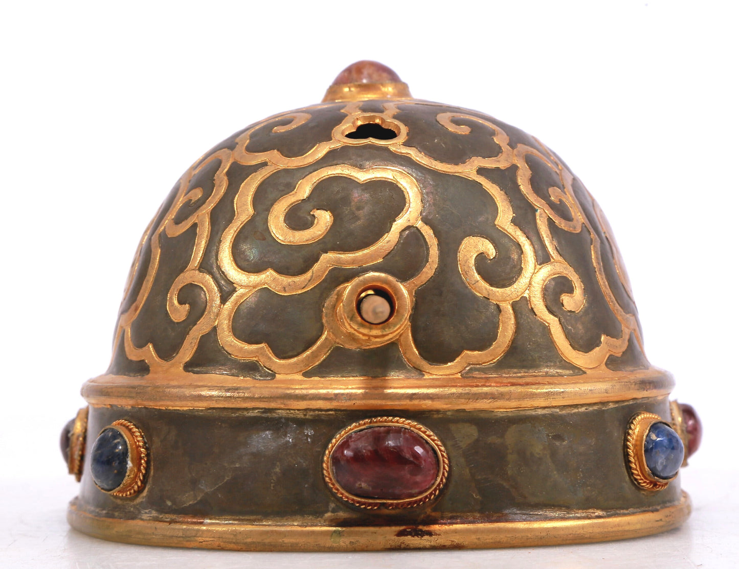 A Marvelous Gilt-Bronze Silver Gem-Inlaid 'Auspicious Cloud' Diadem